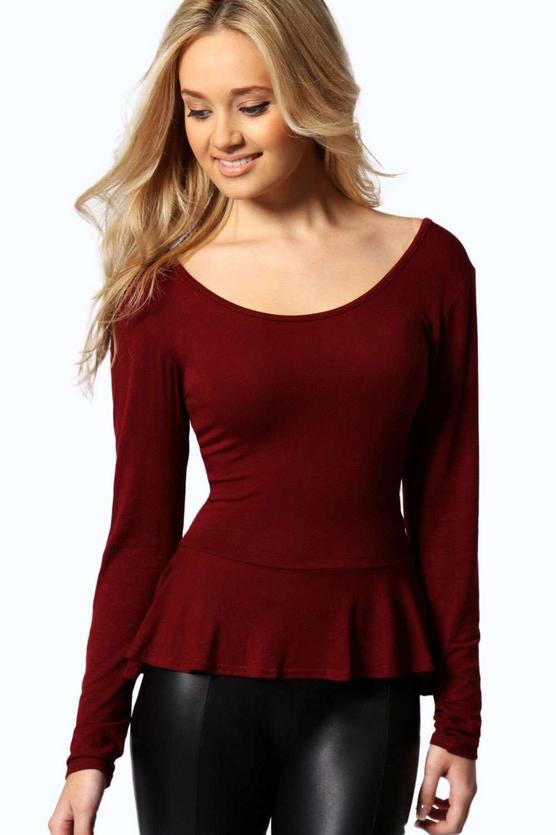 Aliya Long Sleeve Viscose Peplum Top